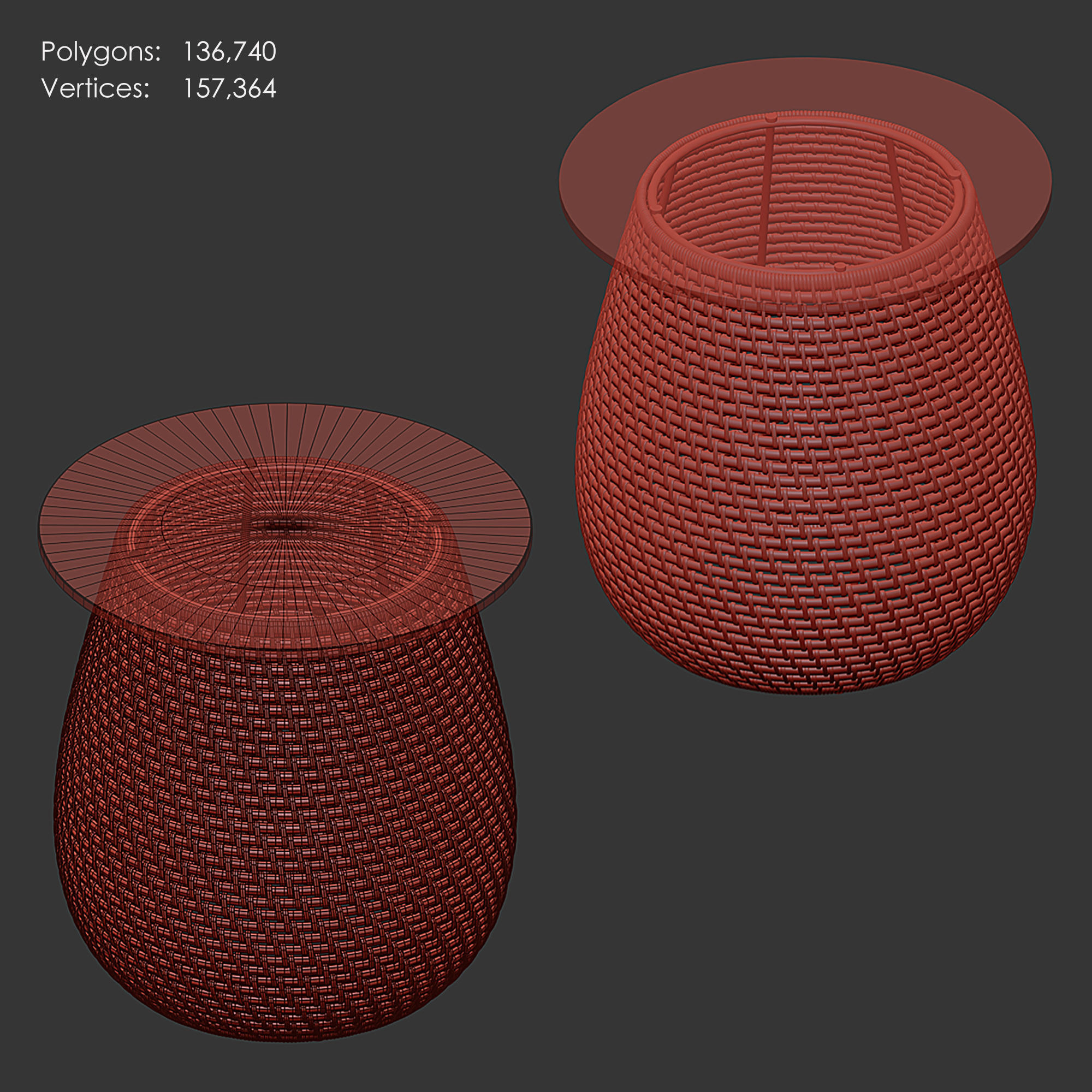 Rattan Table II - Custom Made 3D model_4