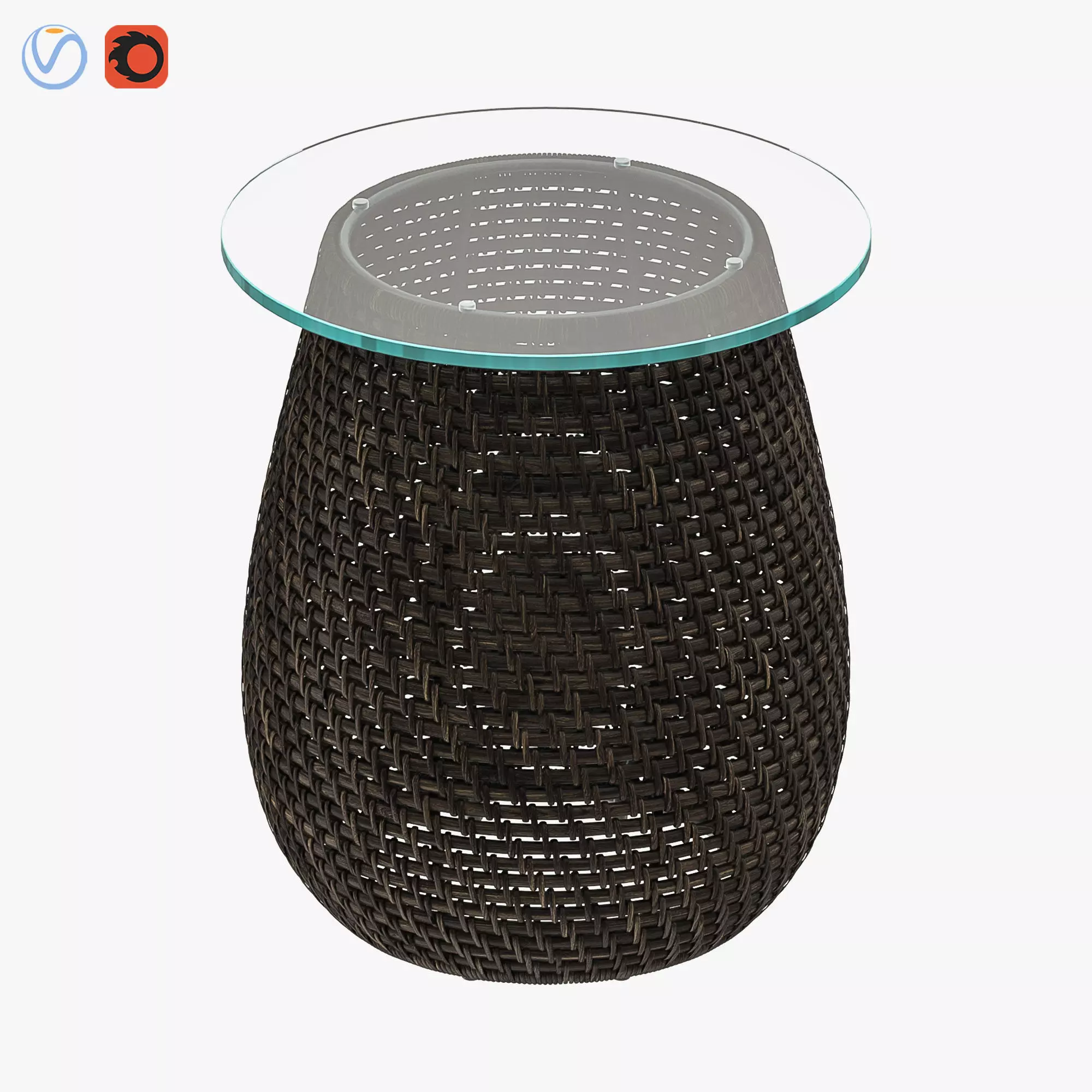 Rattan Table II - Custom Made 3D model_0