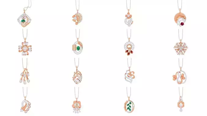 81 High Jewelry Pendant Necklace 3dm stl 3mf obj glb  3D Model Collection