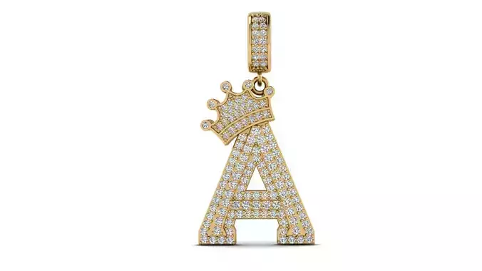 Alphabet Crown Diamond Pendant A 3D print model