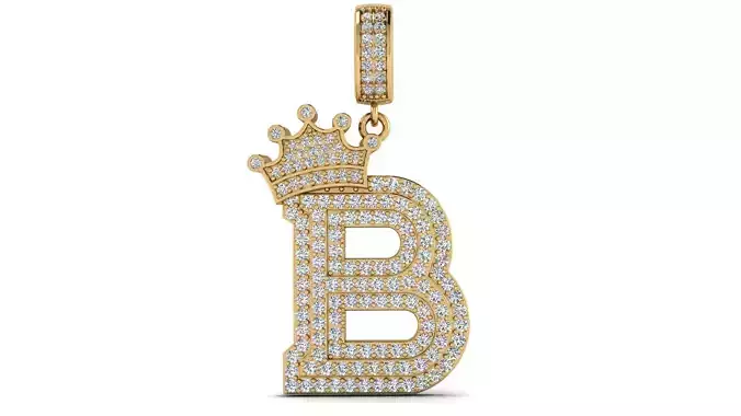 Alphabet Crown Diamond Pendant B 3D print model