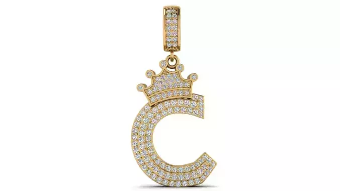 Alphabet Crown Diamond Pendant C 3D print model