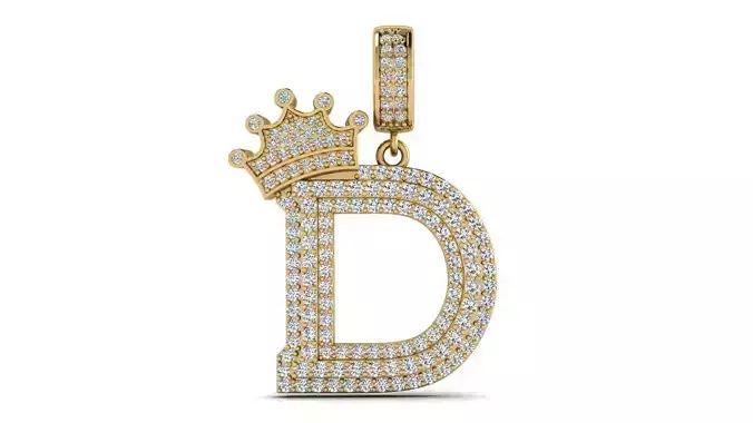 Alphabet Crown Diamond Pendant D 3D print model