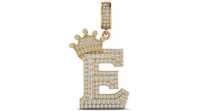 Alphabet Crown Diamond Pendant E 3D print model