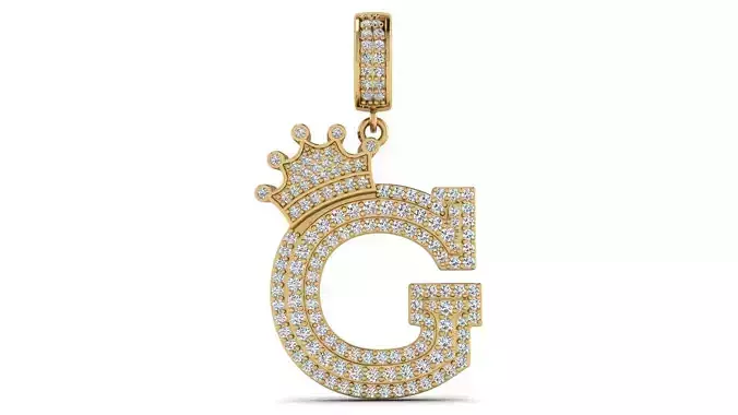 Alphabet Crown Diamond Pendant G 3D print model