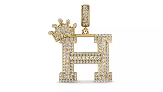 Alphabet Crown Diamond Pendant H 3D print model