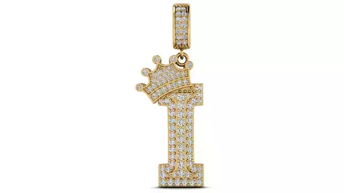 Alphabet Crown Diamond Pendant I 3D print model