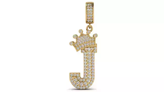 Alphabet Crown Diamond Pendant J 3D print model