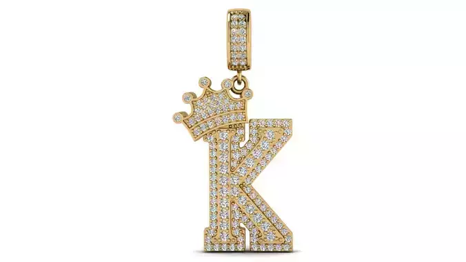Alphabet Crown Diamond Pendant K 3D print model