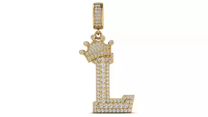 Alphabet Crown Diamond Pendant 3D print model