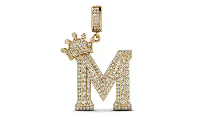 Alphabet Crown Diamond Pendant M 3D print model