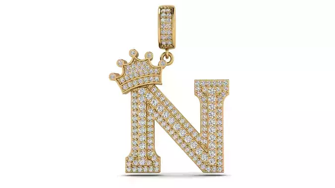 Alphabet Crown Diamond Pendant N 3D print model