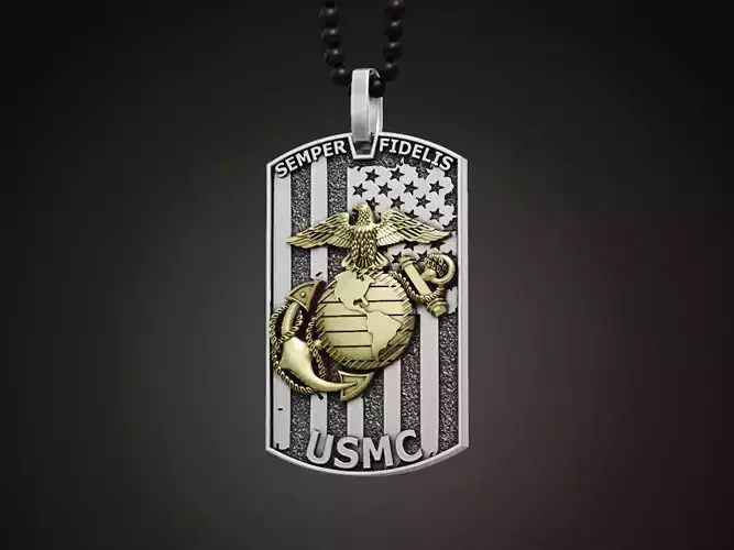 USMC pendant stars and stripes flag 3D print model