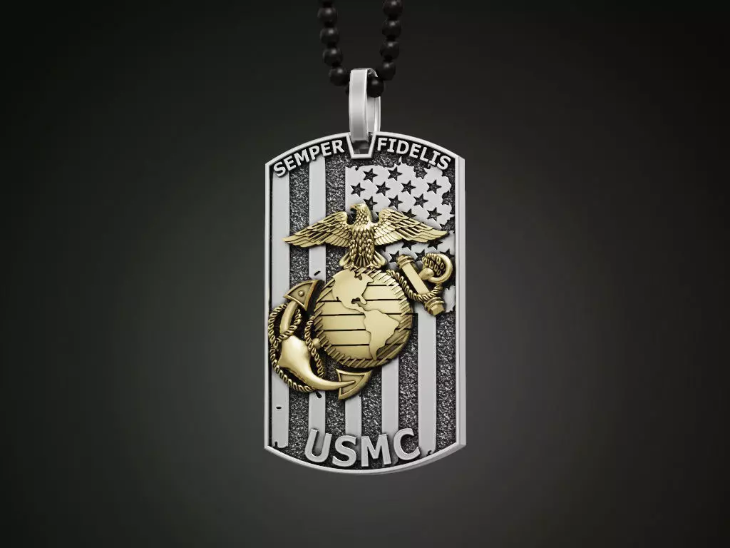 USMC pendant stars and stripes flag 3D print model