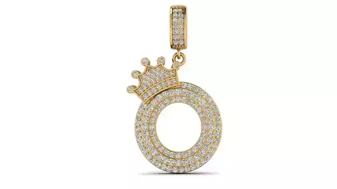 Alphabet Crown Diamond Pendant O 3D print model