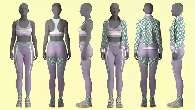 Retro Sport Jacket Bra Leggings Fitted to Gen8 Body Mesh