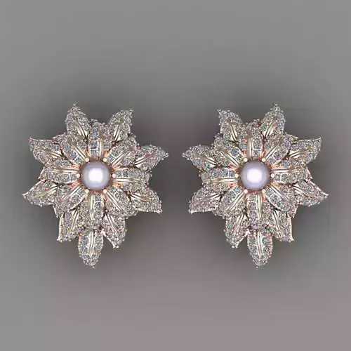 Rose Gold Diamond Women Earring 3D print Model