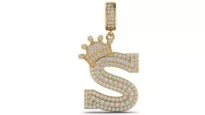 Alphabet Crown Diamond Pendant S 3D print model