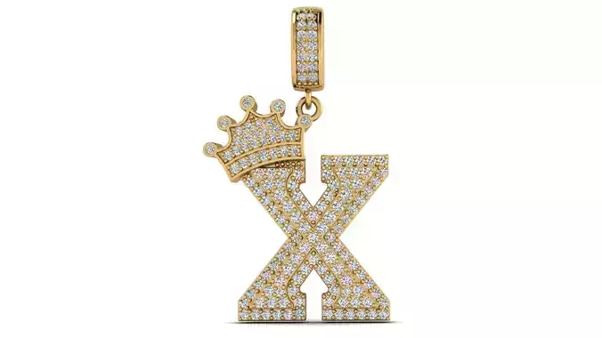Alphabet Crown Diamond Pendant X