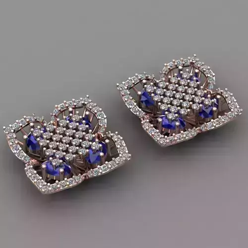 Rose Gold Diamond Women Earring 3D print Model