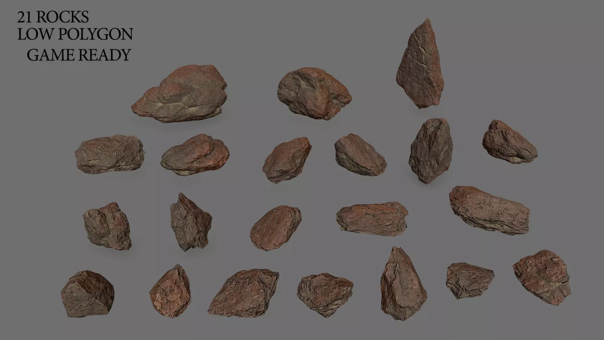 Desert rocks Low-poly 3D model_0