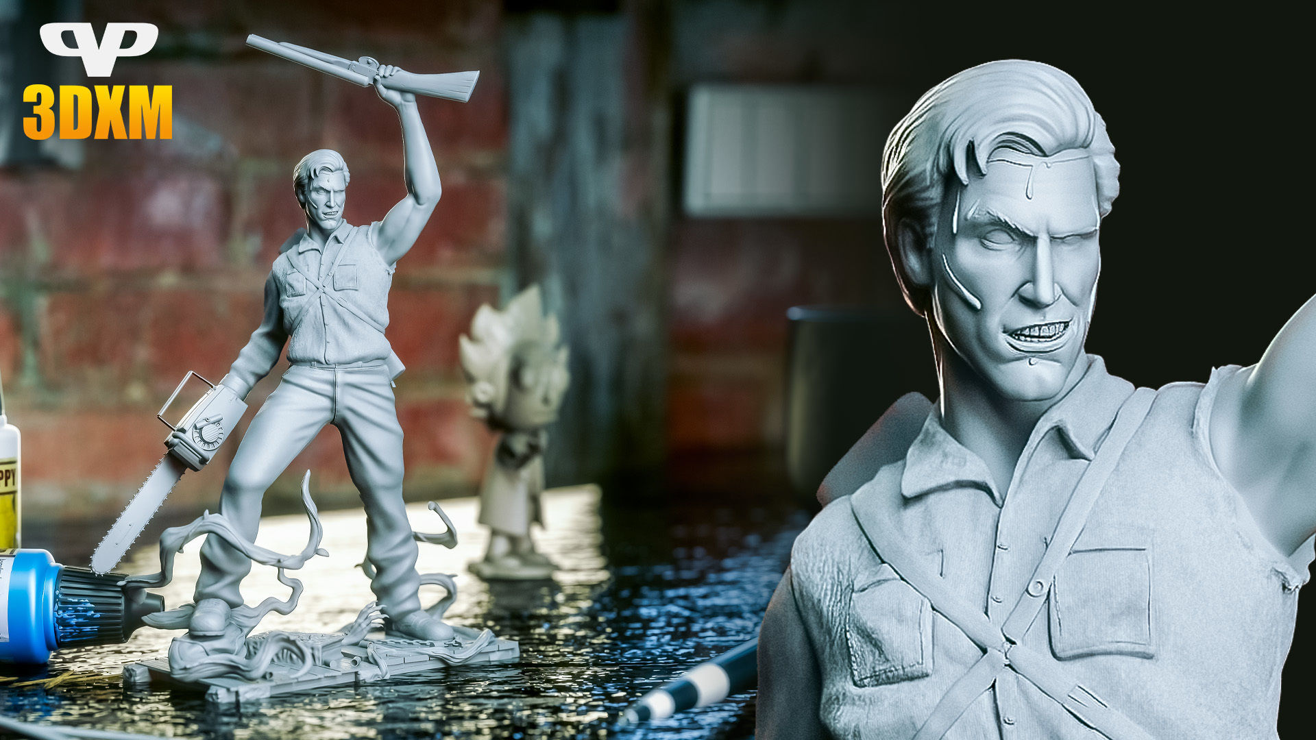Ash Evil Dead STL for 3D Printing 3DXM ChibiSTL 3D print model_3