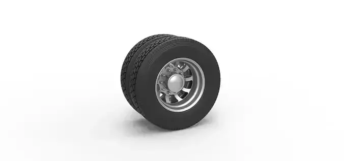 Rear custom wheel of semi truck Version 8 Scale 1 to 25