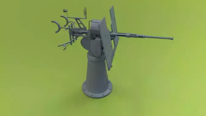 Oerlikon 20mm AA gun Low-poly 3D model