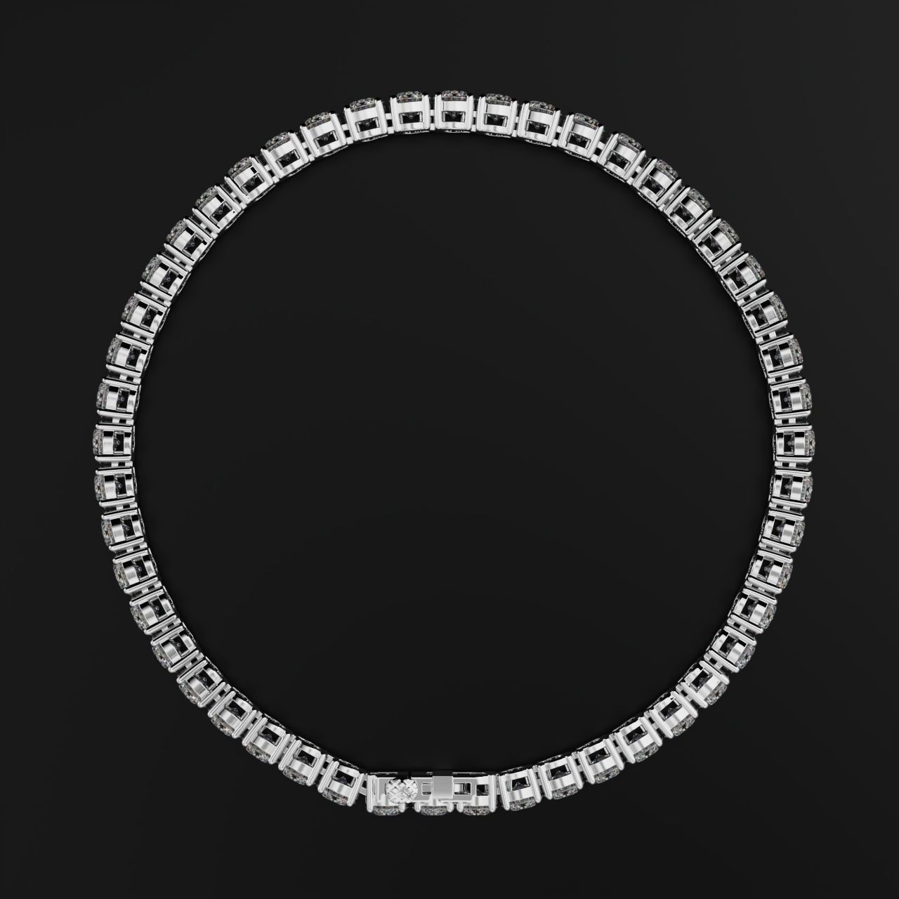 Tennic Braclet round gem 4mm 3D print model_10