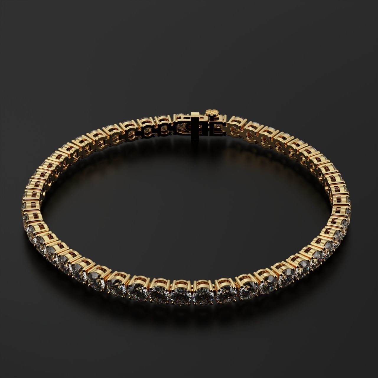 Tennic Braclet round gem 4mm 3D print model_5