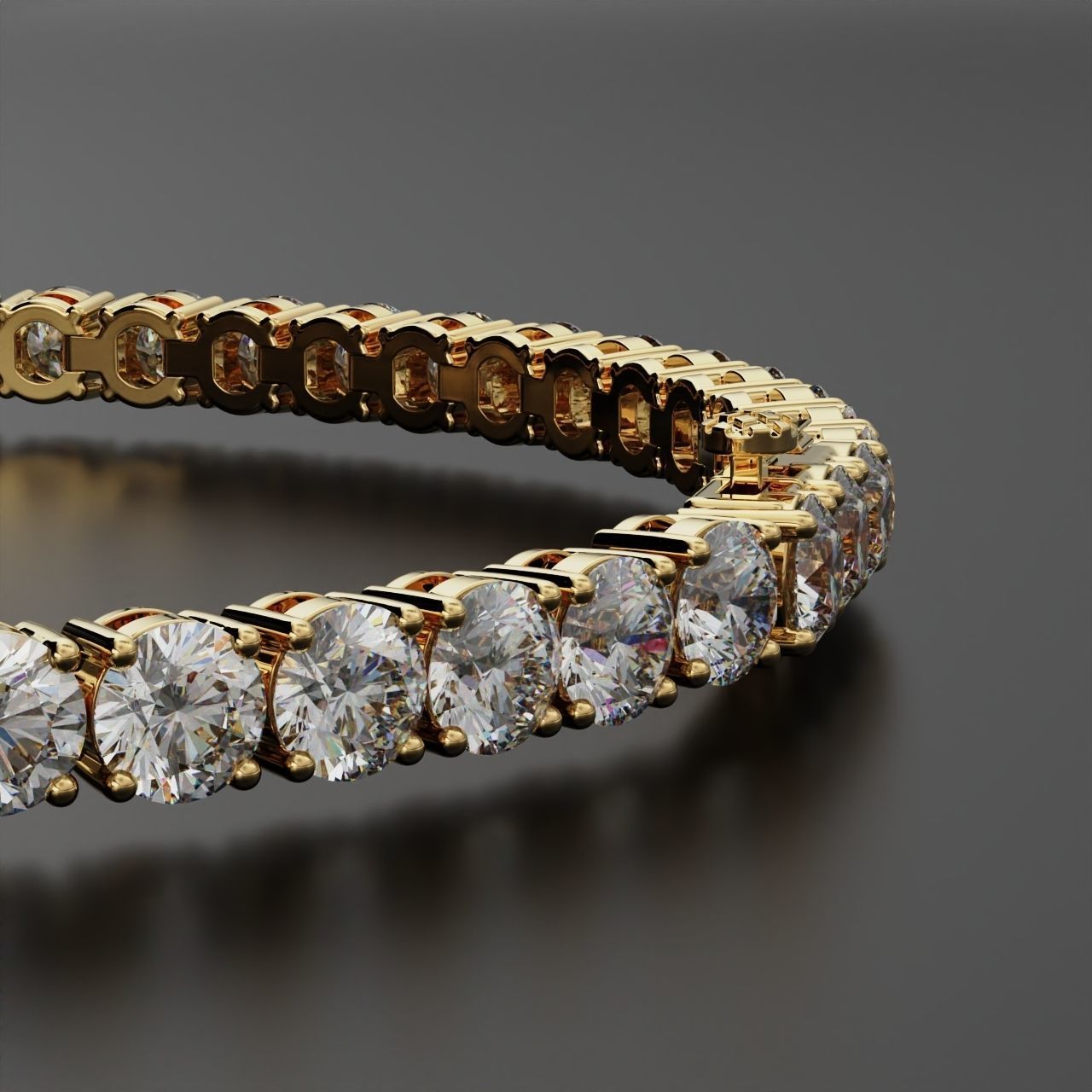 Tennic Braclet round gem 4mm 3D print model_6