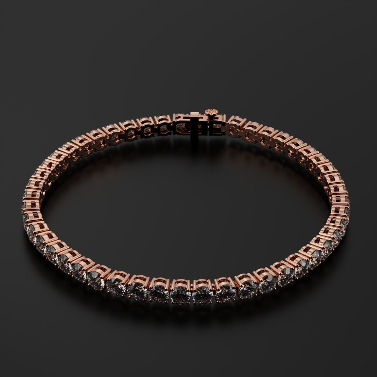 Tennic Braclet round gem 4mm 3D print model_3