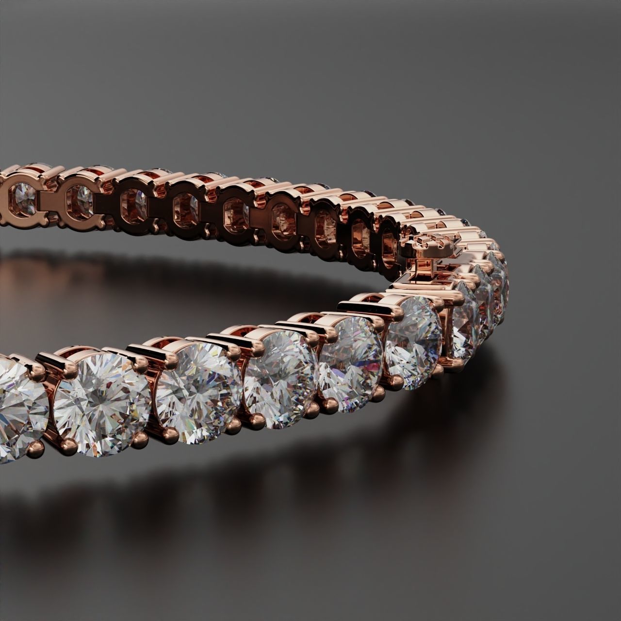 Tennic Braclet round gem 4mm 3D print model_8