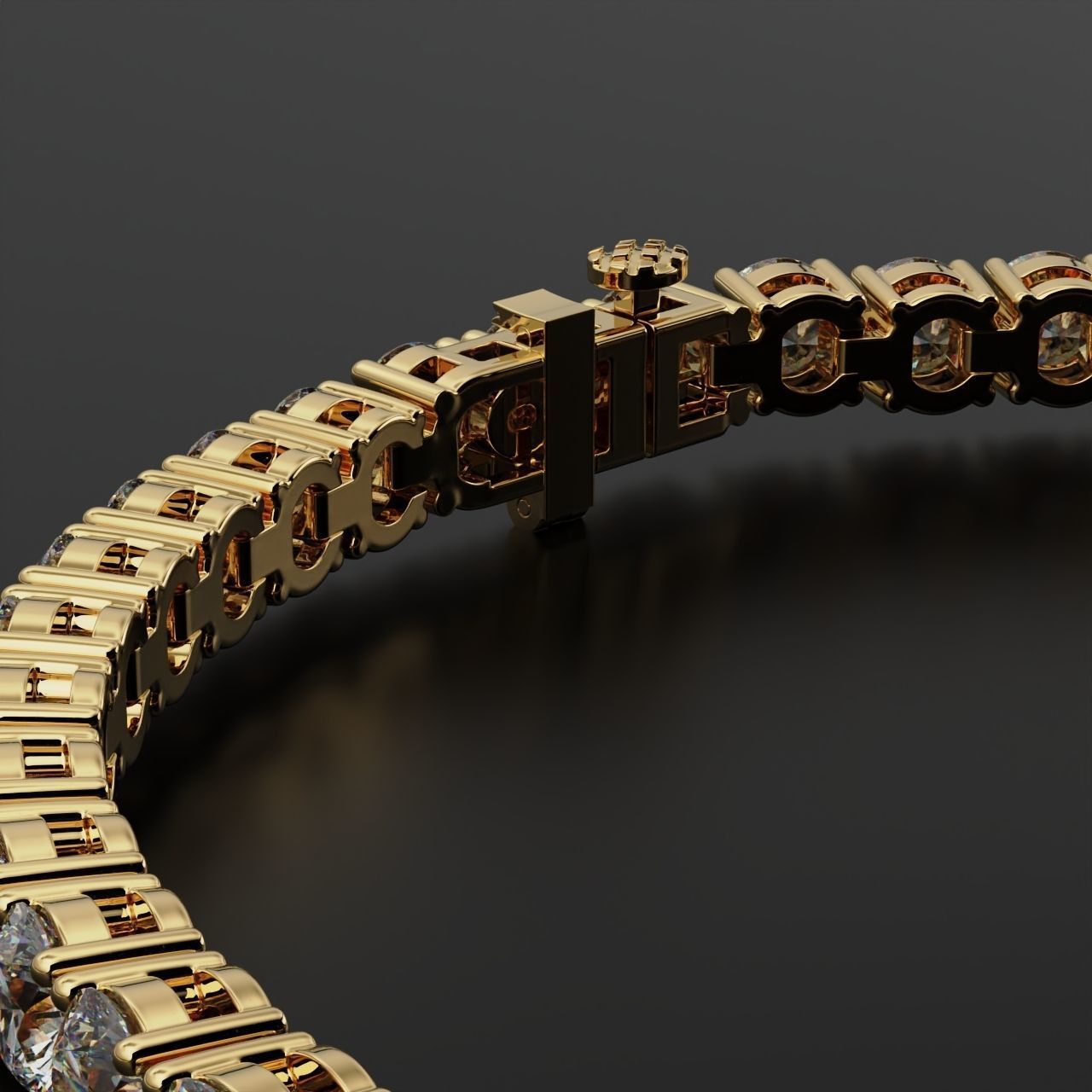 Tennic Braclet round gem 4mm 3D print model_17