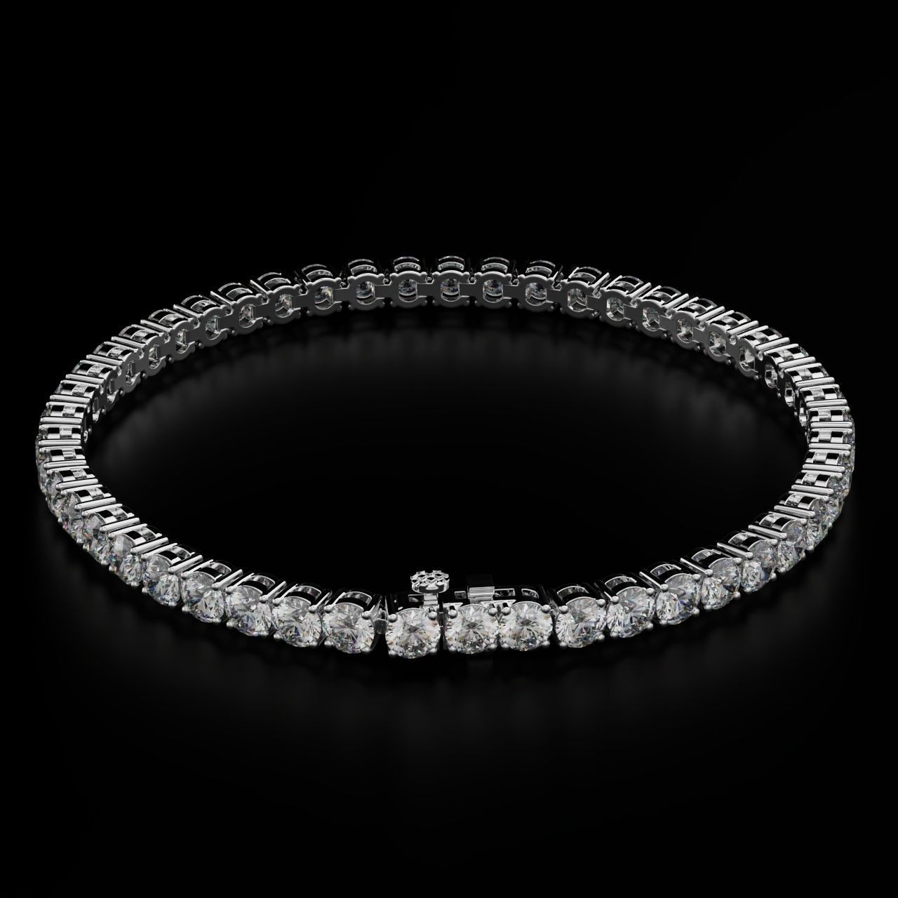 Tennic Braclet round gem 4mm 3D print model_1