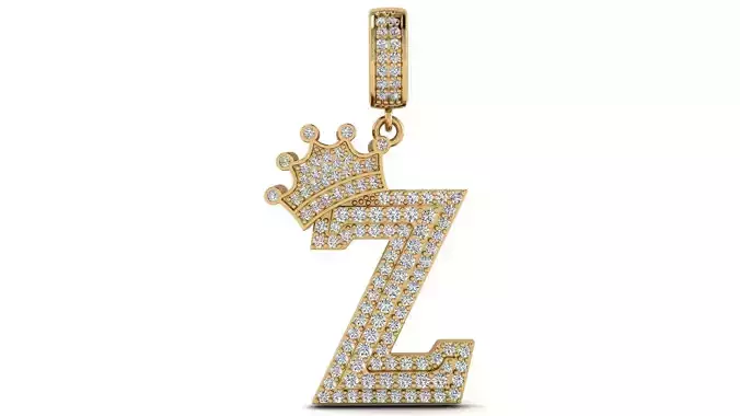Alphabet Crown Diamond Pendant Z 3D print model