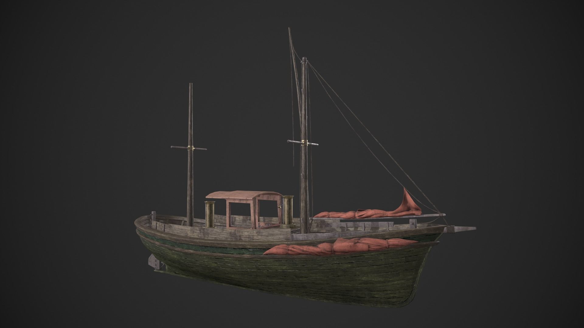 Fishing Boat Low-poly 3D model_3