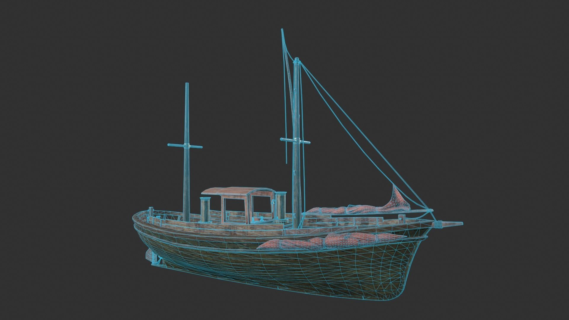 Fishing Boat Low-poly 3D model_4