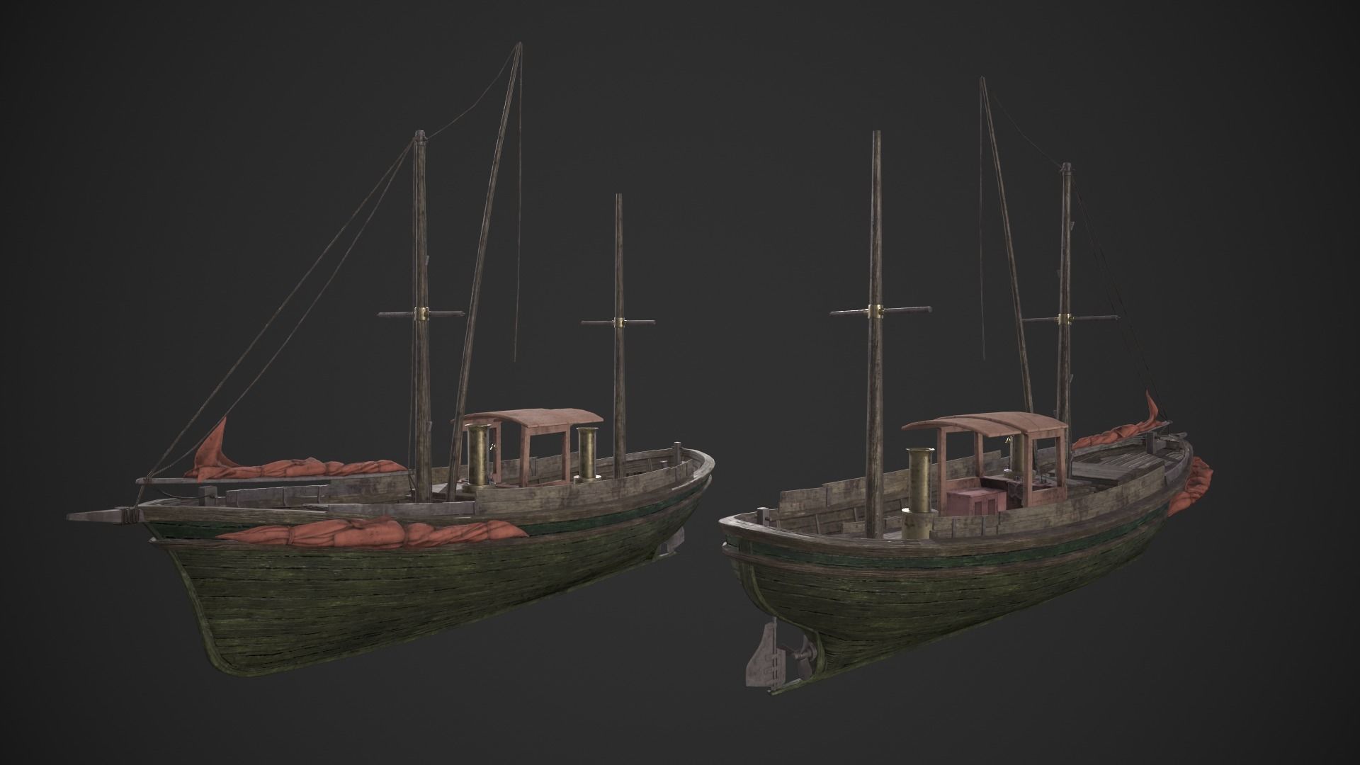 Fishing Boat Low-poly 3D model_7