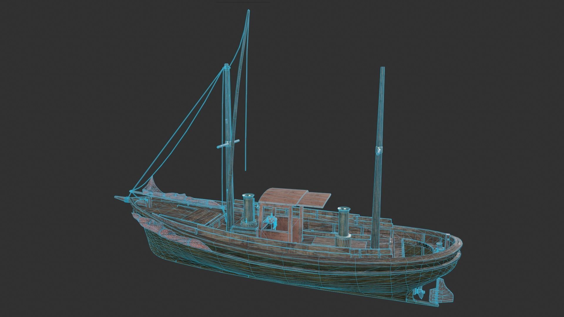 Fishing Boat Low-poly 3D model_6