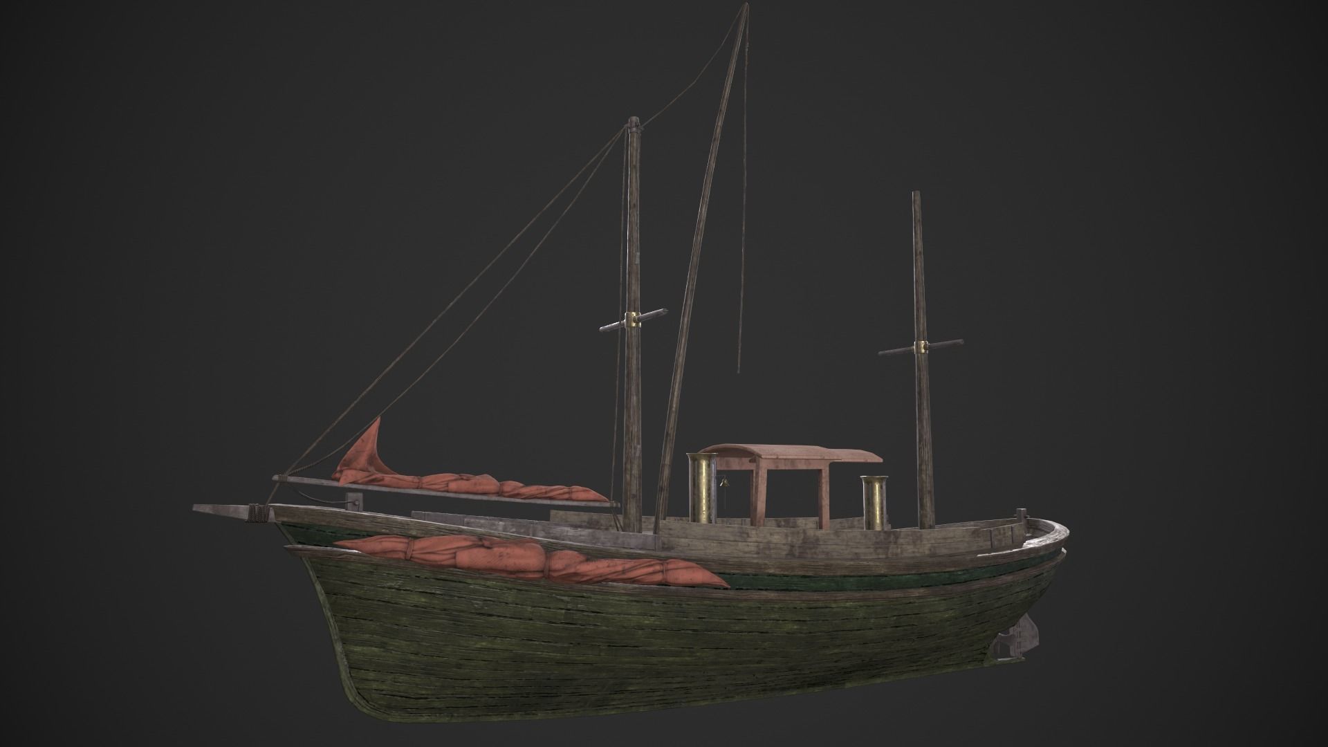 Fishing Boat Low-poly 3D model_1