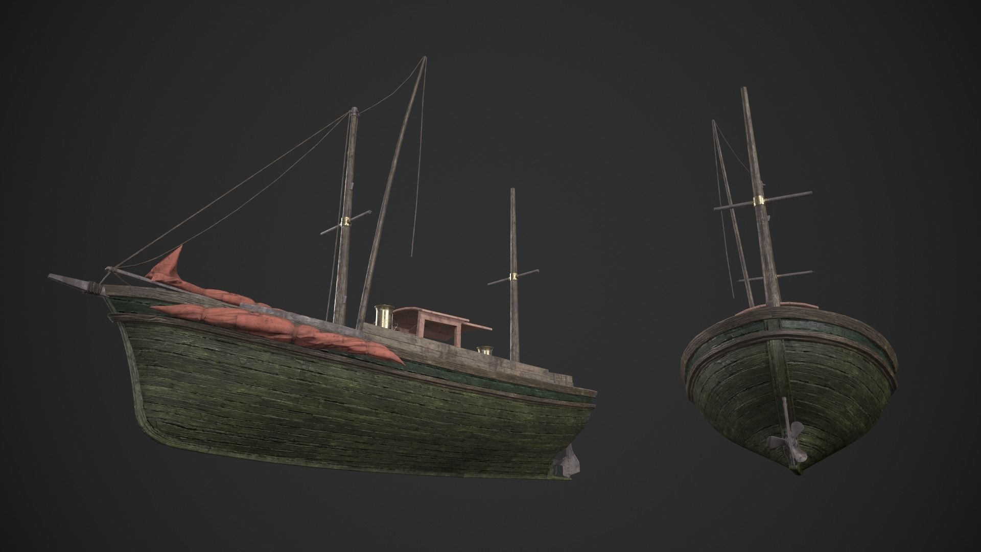 Fishing Boat Low-poly 3D model_9
