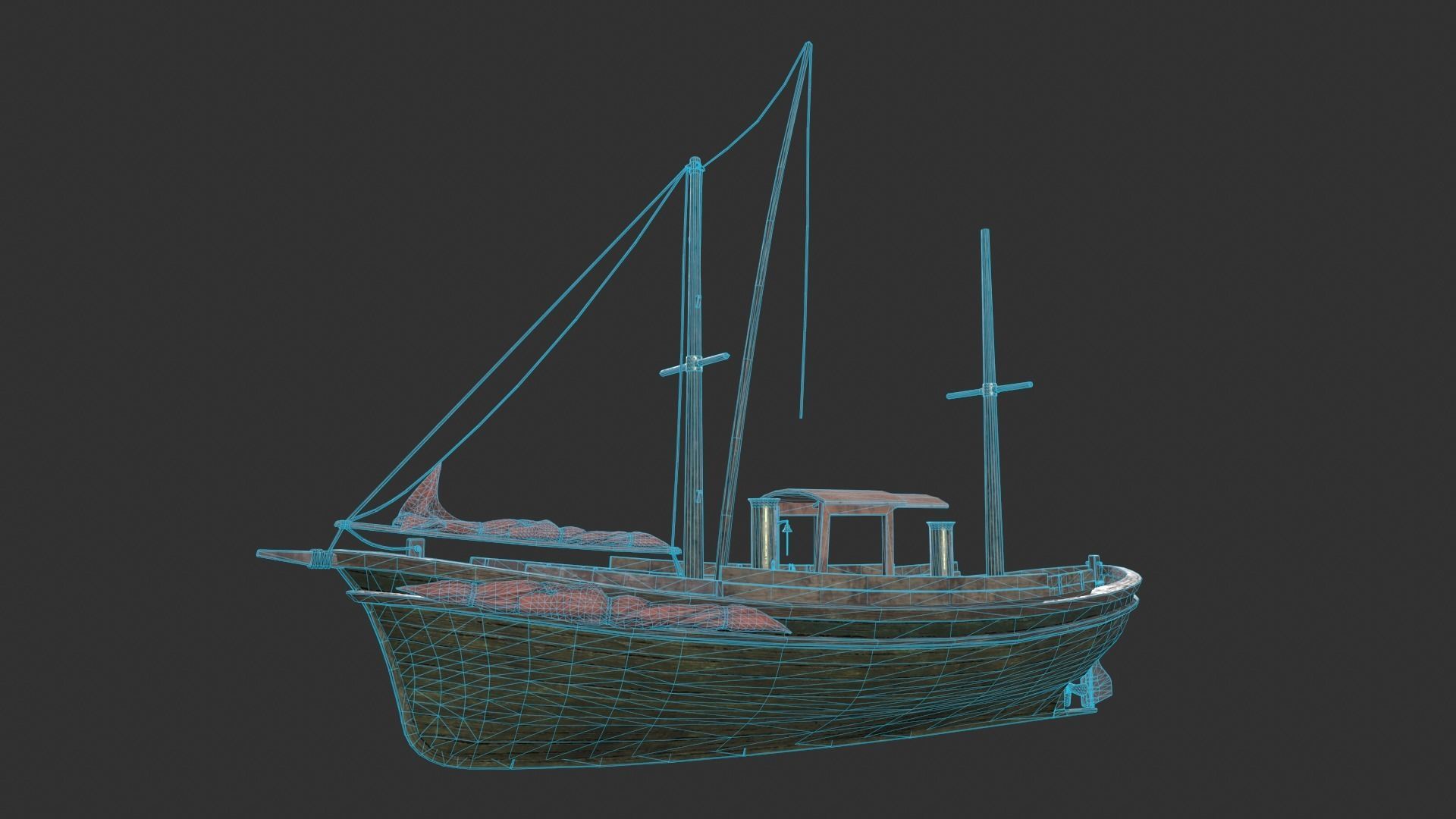 Fishing Boat Low-poly 3D model_2