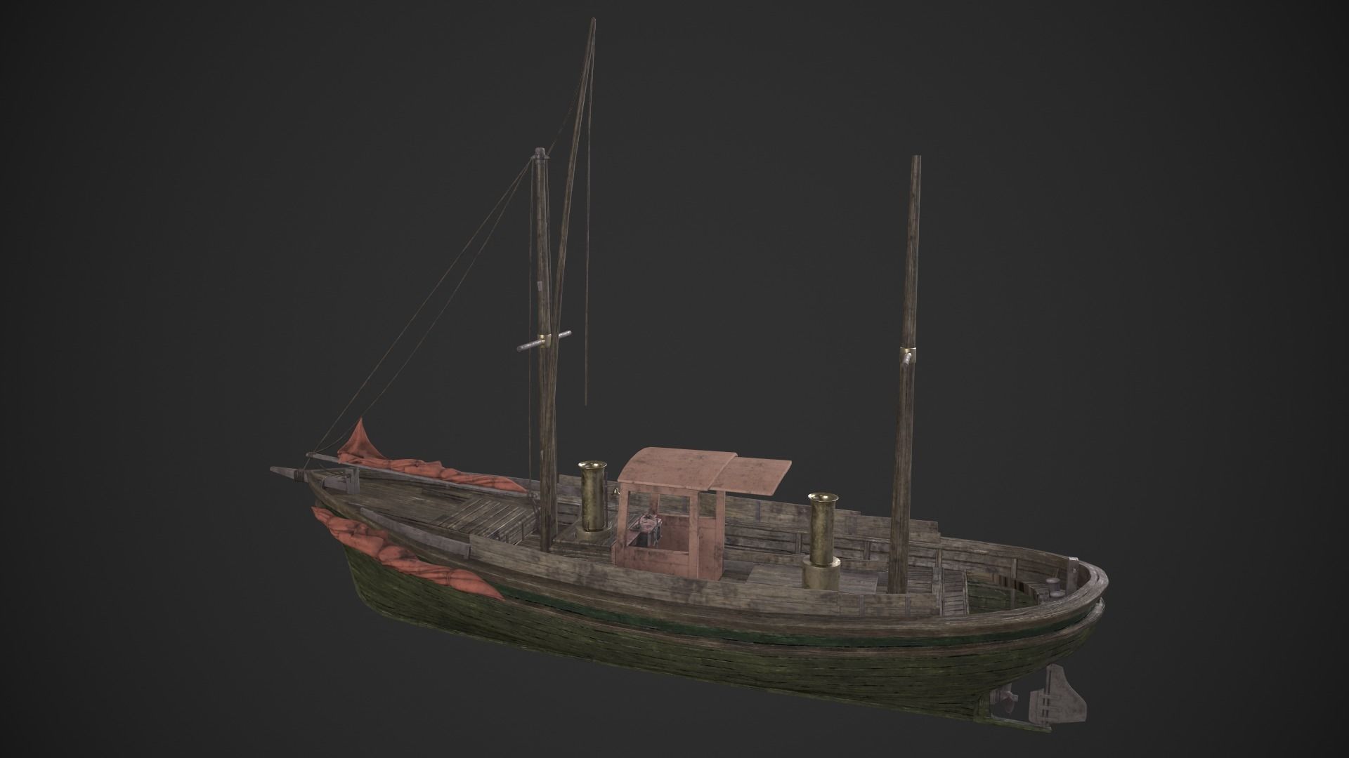 Fishing Boat Low-poly 3D model_5