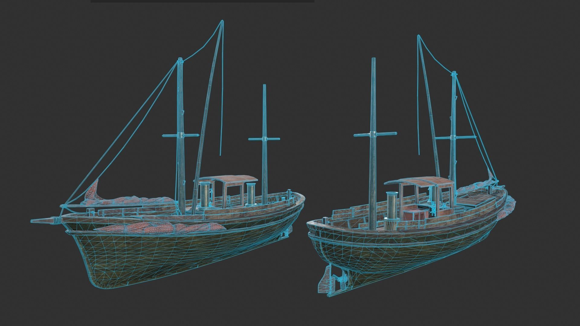 Fishing Boat Low-poly 3D model_8