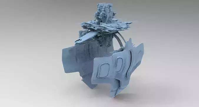 Sci fi Train rail top 2  3D model