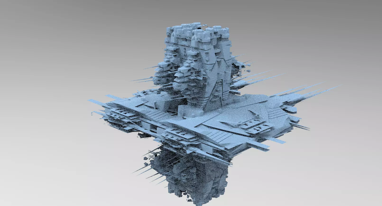 Sci fi Train rail top 3 3D model