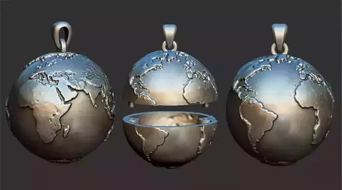 Planet Earth Pendant 3D print model