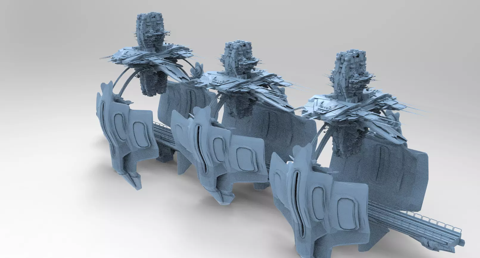 Sci fi Ship rail base 3 3D model_0