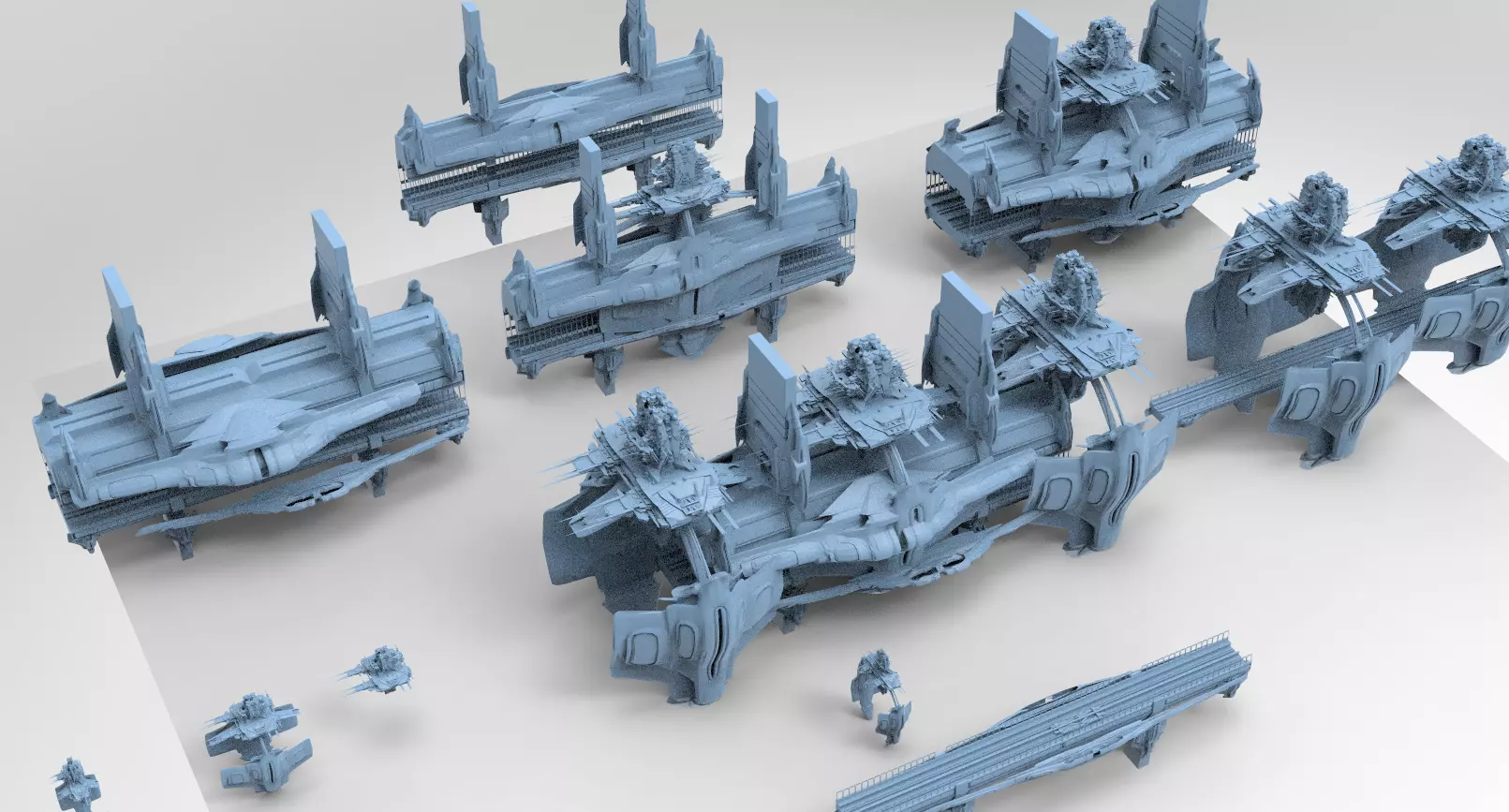 Sci fi Ship Rail Collection 1  3D model_0